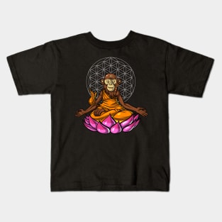 Monkey Zen Buddha Meditation Kids T-Shirt